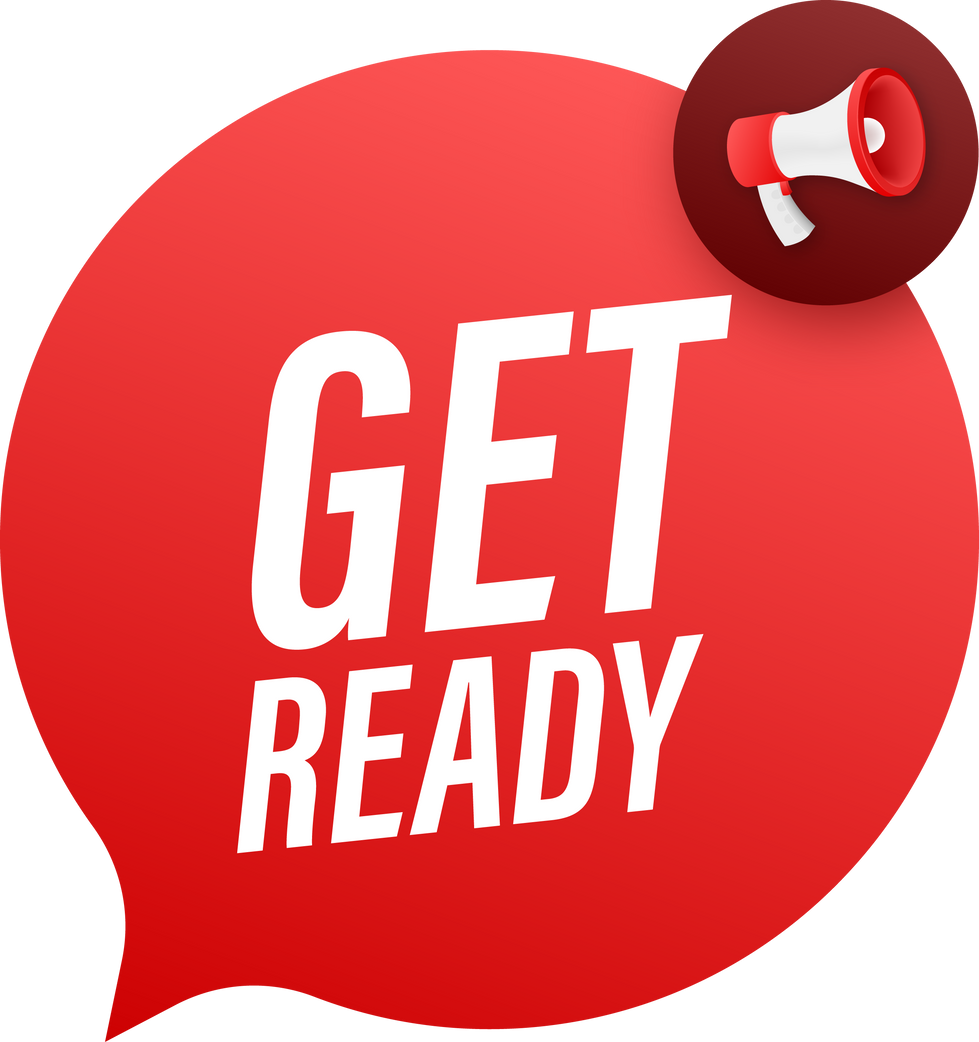 Megaphone with Get ready. Megaphone banner. Web design. Vector stock illustration