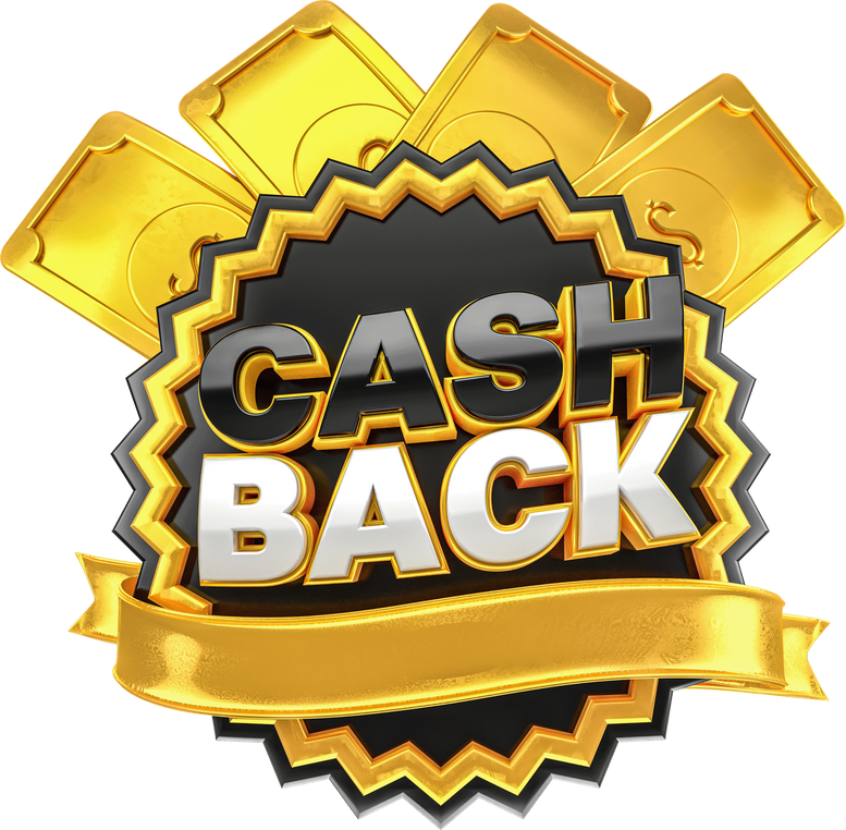 cash back label with gold bars in 3d render